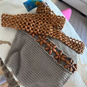 Handcrafted Brown and Gray Crossbody Bag